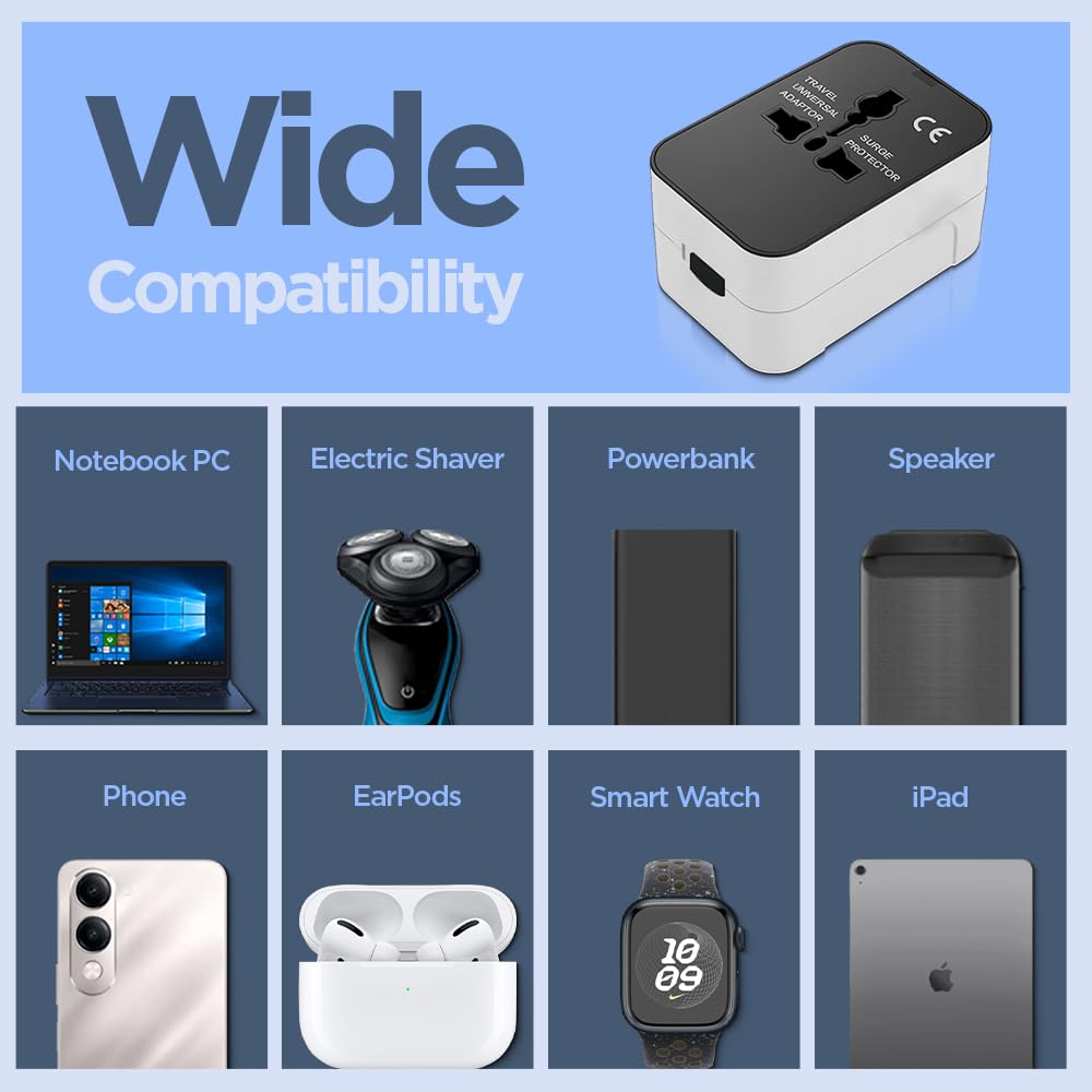 Universal Travel Adapter with Multiple Plug Pins